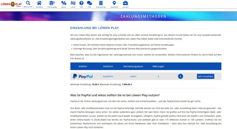 PayPal Casino Limits