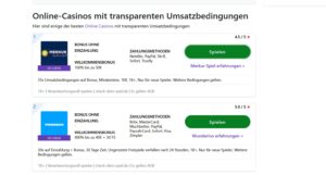 Online Casino mit Umsatzbedingungen waehlen