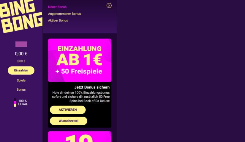 BingBong 1 Euro Bonus