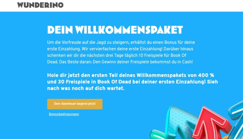 Wunderino 400 Prozent Bonus